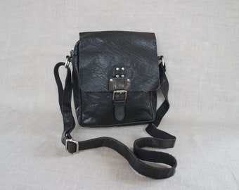 Black Unisex Leather Shoulder Bag Crossbody Bag Black