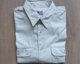 Vintage Herren Jeanshemd Beige Jeanshemd Langarmhemd Jeanshemd Größe L