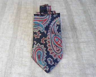 Men's Classic Necktie Dark Blue Tie  Paisley Print Necktie