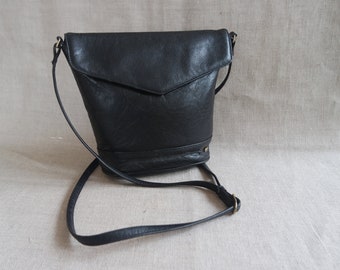 Women's Black Leather Shoulder Bag Crossbody Bag Black Purse