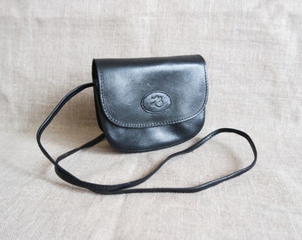 Women's Small Black Leather Shoulder Bag Mini Crossbody Bag Black Leather Purse