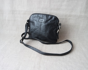 Vintage Women's Small Black Leather Shoulder Bag Crossbody Bag Black Leather Purse