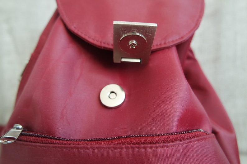 Vintage Red Backpack Pale Red Nylon Backpack Drawstring Backpack Pale ...