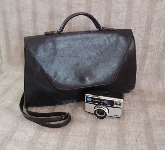 Vintage Black Leather Briefcase Black Leather Shou