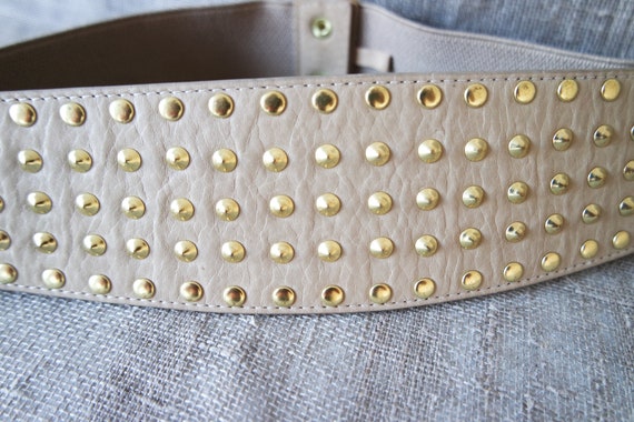 Women's  Wide Beige Belt Faux Leather Belt Corset… - image 2