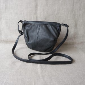 Vintage Women&#39;s Small Black Leather Bag Crossbody Bag Shoulder Bag Small Black Purse Festival Bag