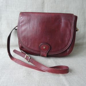 Vintage Women&#39;s Cherry Red Leather Bag  Saddle Bag Shoulder Bag Crossbody Bag  Cherry Red Purse