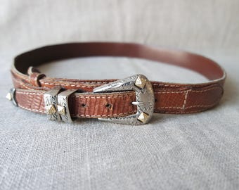 Vintage unisex distressed boho grunge Brown genuine leather belt‎ size 40 Vintage Unisex Distressed Boho Grunge Brown Genuine Leather  main image 2