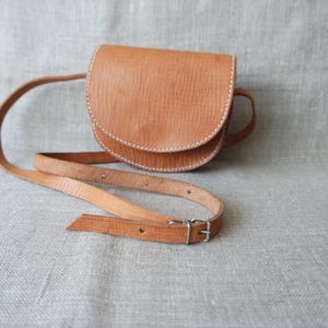 Vintage Cognac Braune kleine Leder Umhängetasche Crossbody Bag Schultertasche Leder Geldbörse