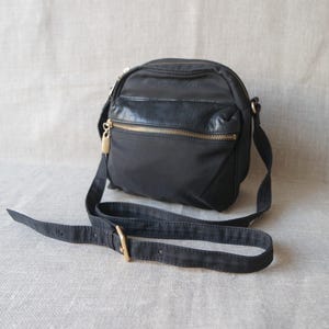 Vintage Unisex Black Shoulder Bag Crossbody Bag Nylon Bag Black Purse