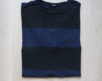 Marimekko Top Schwarz Blau Gestreiftes Top Kurzarm Top Gestreiftes T-Shirt