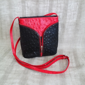 Vintage Stylish Women&#39;s Bag Black Leather Shoulder Bag Crossbody Bag Black Purse Made in Italy