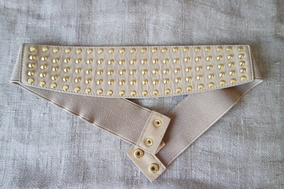 Women's  Wide Beige Belt Faux Leather Belt Corset… - image 5