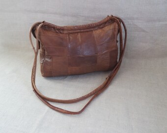 Brown Women's Leather Bag Hobo Bag Shoulder Bag Patchwork Bag  Brown Leather Purse