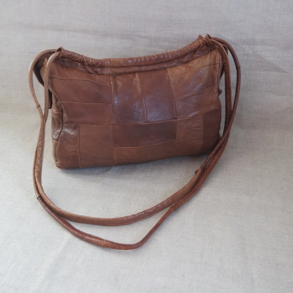 Brown Women's Leather Bag Hobo Bag Shoulder Bag Patchwork Bag  Brown Leather Purse