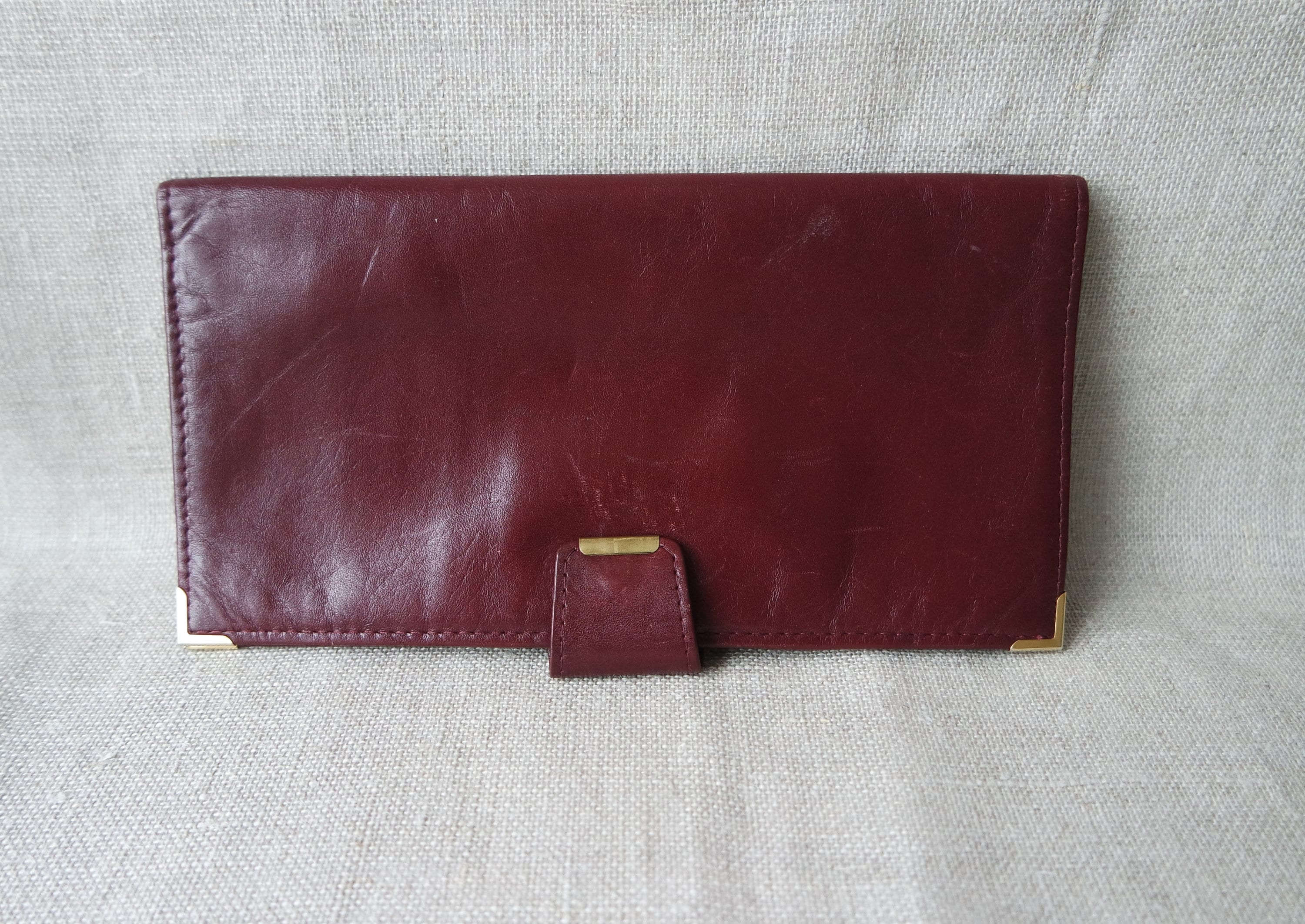 Vintage Cherry Red Leather Wallet Leather Card Holder Wallet Etsy UK