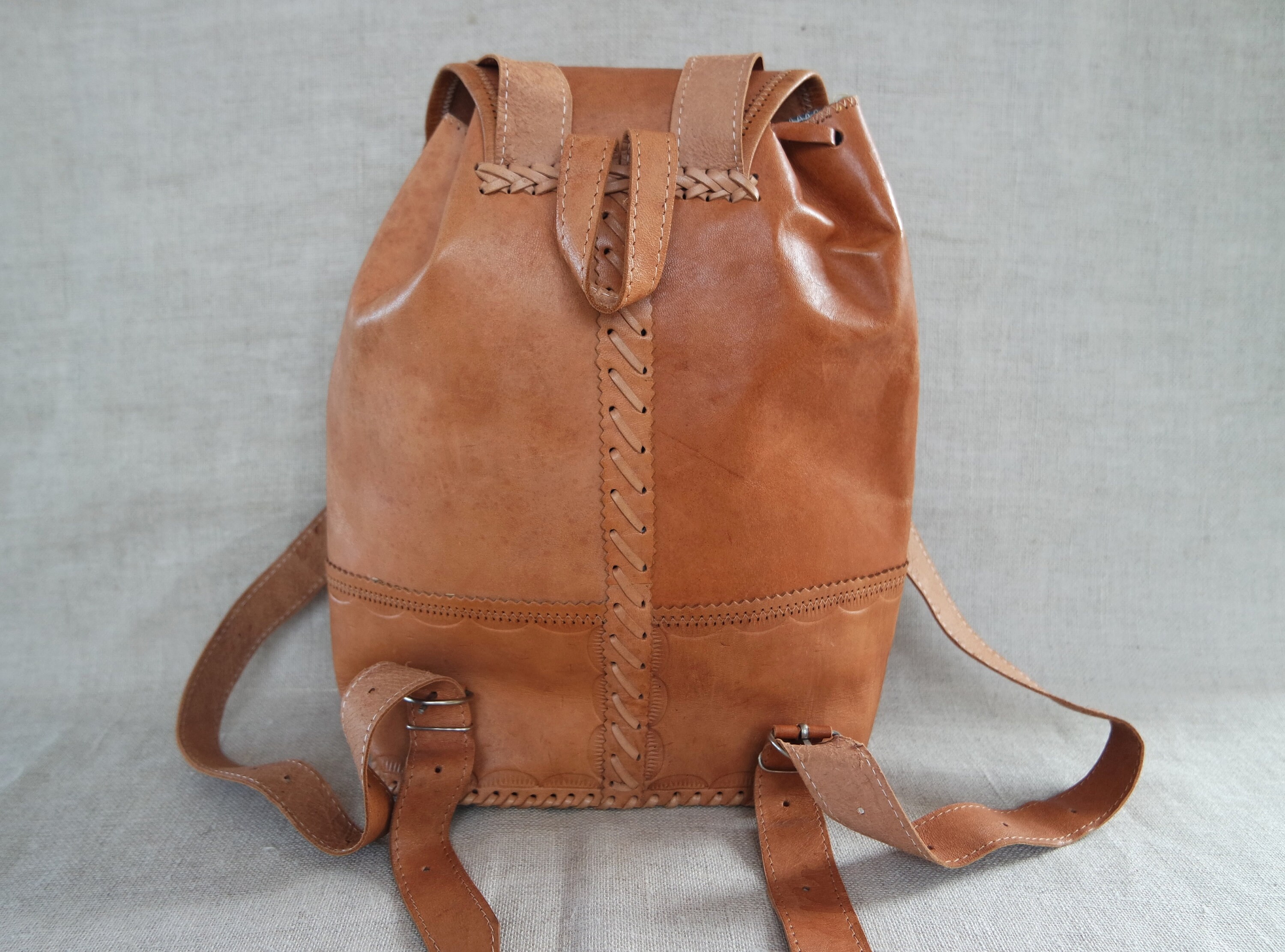 Cognac Brown Leather Backpack Leather Rucksack - Etsy