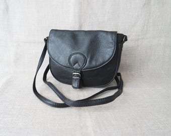 Vintage Women's Black Leather Shoulder Crossbody Bag Black Leather Purse