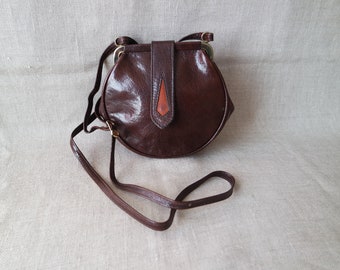 Women's Brown Round Bag Faux Leather Bag Crossbody Bag Shoulder Bag Brown Stylish Vegan Purse