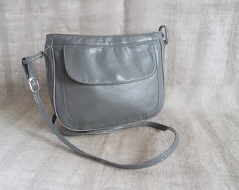 Women's Gray Leather Bag Gray Shoulder Bag Crossbody Bag Leather Purse