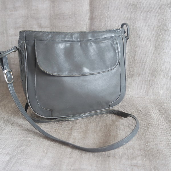 Grijze leren damestas Grijze schoudertas Crossbody tas Leren portemonnee