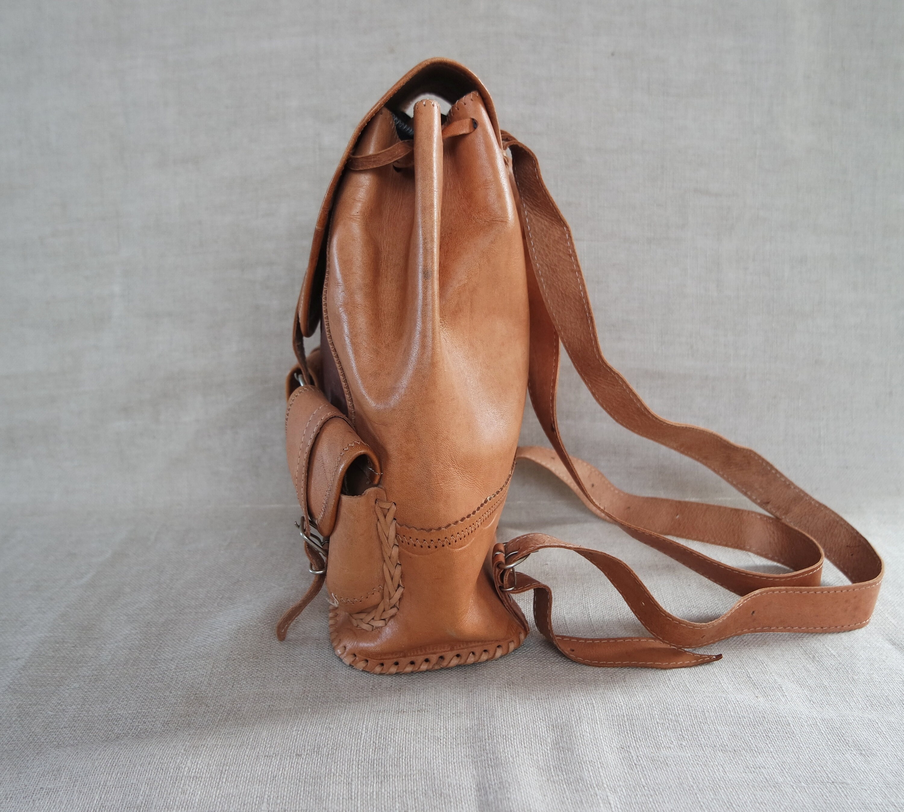 Cognac Brown Leather Backpack Leather Rucksack - Etsy