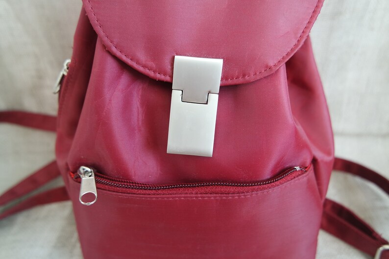 Vintage Red Nylon Drawstring Backpack Pale Red Rucksack - Etsy