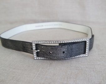 Vintage Women's Stylish Belt Gray Leather Belt  Gray Waist Belt
