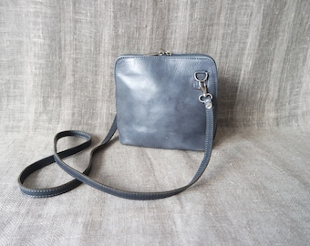 Women's Gray Leather Bag Gray Shoulder Bag Crossbody Bag Leather Purse