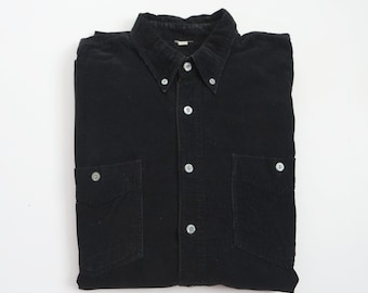 Men's Black Corduroy Shirt Velvet Shirt Long Sleeve Shirt