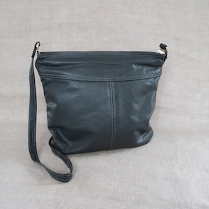 Vintage Women&#39;s Gray Leather Bag Gray Shoulder Bag Crossbody Bag Leather Purse