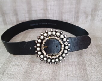 vintage Femme Fancy Belt Ceinture En Cuir Noir Ceinture Ceinture Noire Ceinture Hanches Ceinture Ornementale Boucle