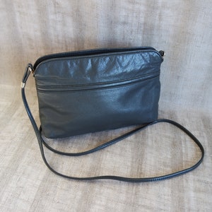Vintage Women&#39;s Gray Leather Bag Gray Shoulder Bag Crossbody Bag Leather Purse