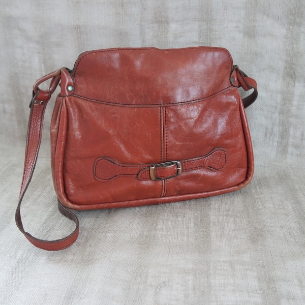 Vintage Women's  Brown Leather Bag Cognac Brown Shoulder Bag Brown Purse