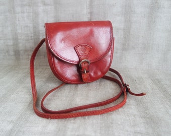 Cognac Brown Small Leather Saddle Bag Crossbody Bag Small Shoulder Bag Leather Purse