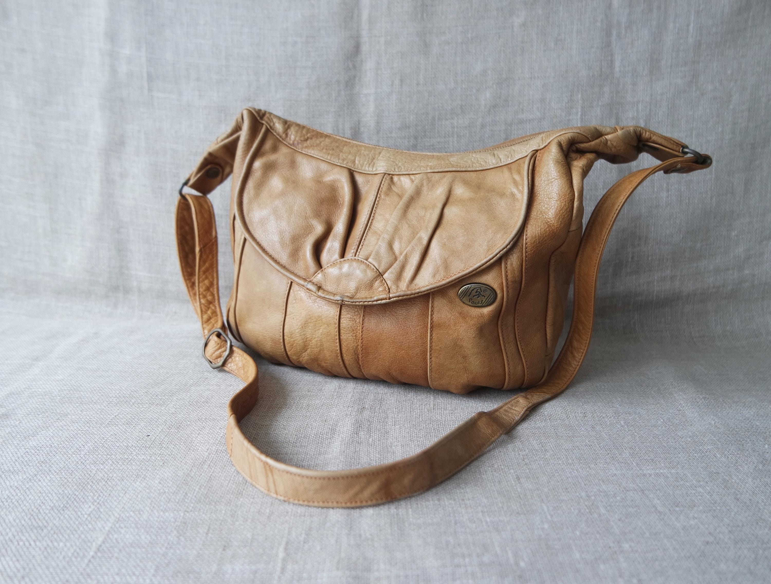 Vintage Brown Women's Leather Bag Hobo Bag Shoulder Bag Patchwork Bag  Brown Leather Purse
