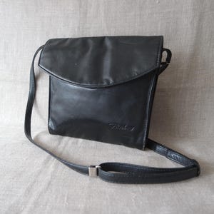 Vintage Women&#39;s Black Leather Bag Crossbody Bag Shoulder Bag Black Leather Purse