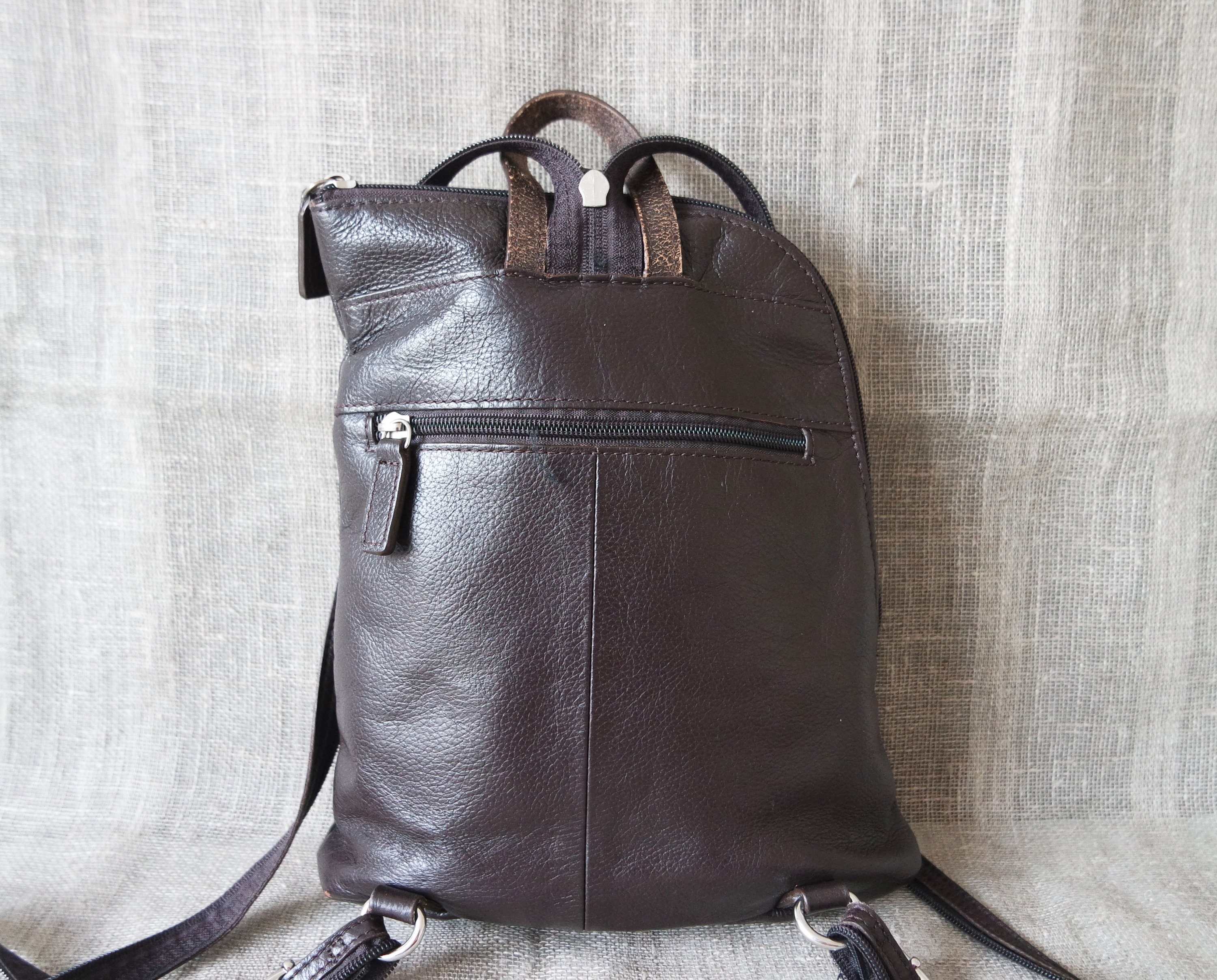 blue and brown leather backpack Fioretta Italian Genuine Leather Top Handle Backpack Purse Shoulder Bag Handbag Rucksack For Women