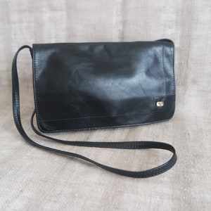 Vintage Women&#39;s Black Faux Leather Shoulder Bag  Crossbody Bag Black Purse