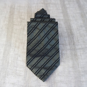 Men&#39;s Silk Necktie Dark Green Silk Tie  Striped Moss Green Classic Necktie