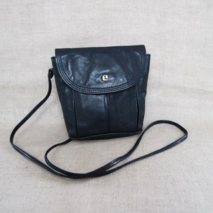 Vintage Women&#39;s Dark Blue Leather Small Crossbody Bag  Blue Leather Shoulder Bag  Dark Blue Purse