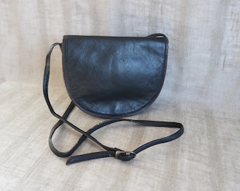 Women's Black Leather Shoulder Bag Crossbody Bag Black Leather Purse