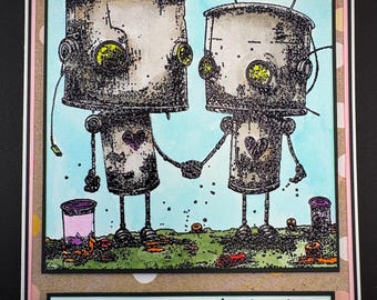 Handmade Robot Couple Valentine's Day Card – Tech Love