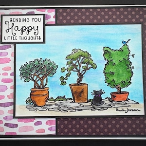 Blank Card - Gardener Card - Garden Card - Plant Card - Blank Notecard - Cat Card - Any Occasion Card - Birthday Card - Friendship Card