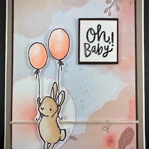 New Baby Card - Gender Neutral Baby Card - Handmade Baby Card - New Baby Congrats - Expecting Mom Card - Bunny Baby Card - Baby Shower Card
