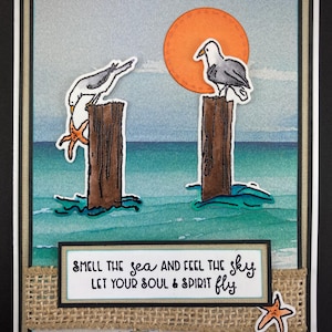 Handmade Seagull Card - Van Morrison Quote Nautical Theme