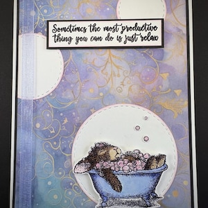 Blank Card - Blank Notecard - Handmade Cards - Birthday Card - House Mouse Card - Bunny Card - Unique Birthday Card - Rabbit Card - Bubbles