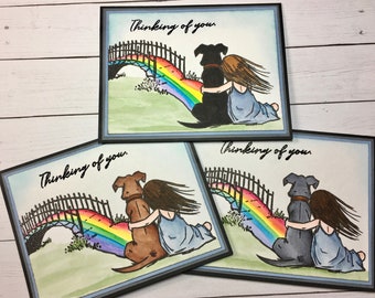 Handmade Dog Sympathy Card - Rainbow Bridge Pet Loss