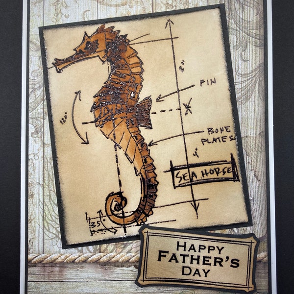 Seahorse Card - Father's Day Card - Nautical Card - Seahorse - Happy Father's Day