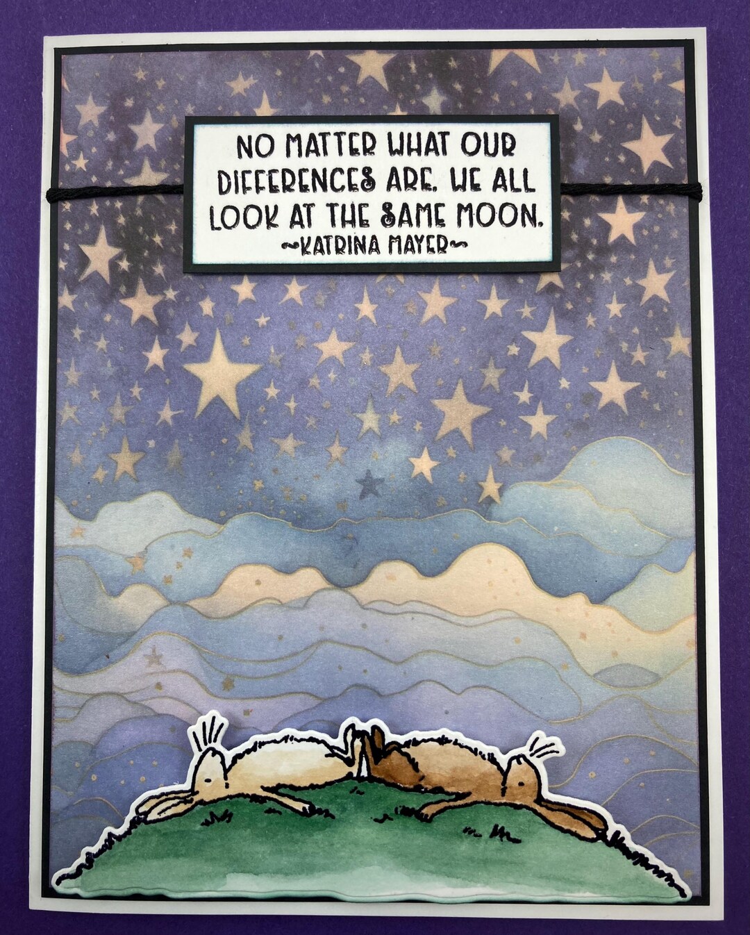 Blank Card Bunny Card Friendship Card Any Occasion Card Stars ...